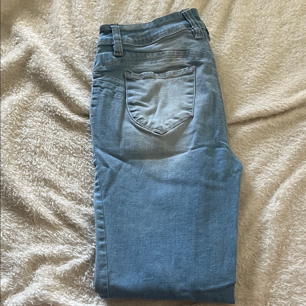 Fashion Nova Light Blue Straight Leg Jeans - Picture 2 of 3